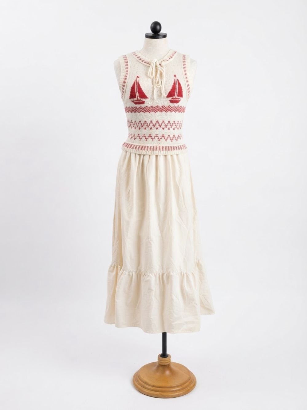 Moon River Sailboat Intarsia Knit Crochet Anthropologie Maxi Dress NWOT Small